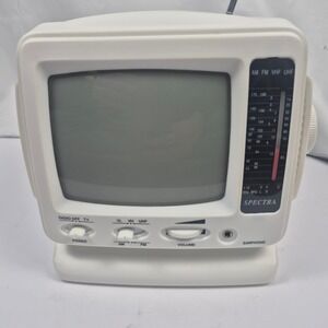 Vintage Spectra 5" Portable B&W TV AM/FM Radio 52-BWR-W Tested Works Retro READ